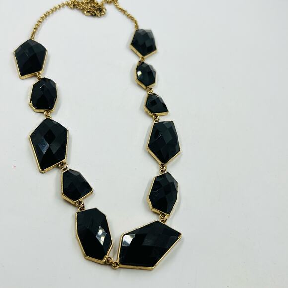 New York and Company Black and Gold Tone Necklace 32” Statement Dramatic - Picture 2 of 13